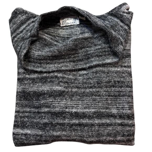 Field Flower x Anthro Sweater Gray Black Spacedye Cowl Neck Curved Hem Medium - Picture 4 of 7